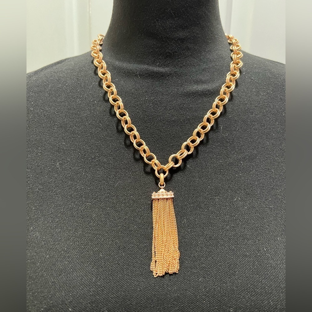 Kendra Scott Athena Charm Necklace with Detachable Tassel Charm Rose Gold